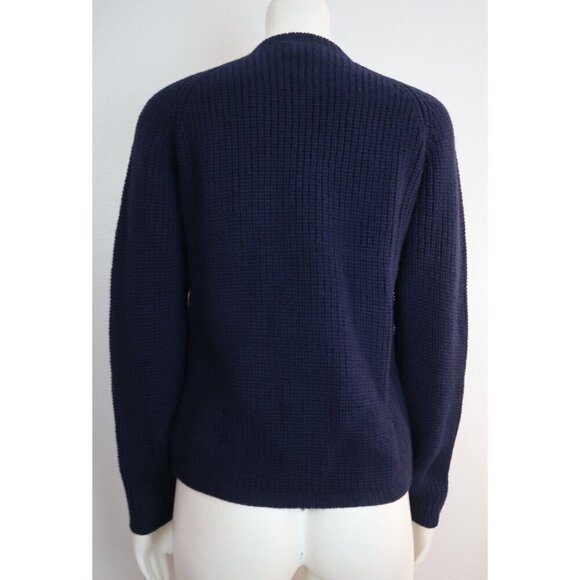 VINTAGE WOMEN'S NAVY BLUE CARDIGAN SWEATER - RIKI FOR CRAZY HORSE - SIZE S - Picture 5 of 6